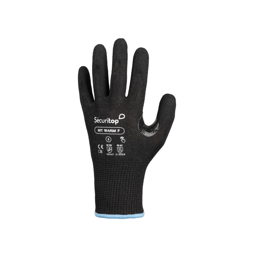 Gant Nit Warm F - France Sécurité - enduction paume mousse de nitrile sablée - rouge - taille 8