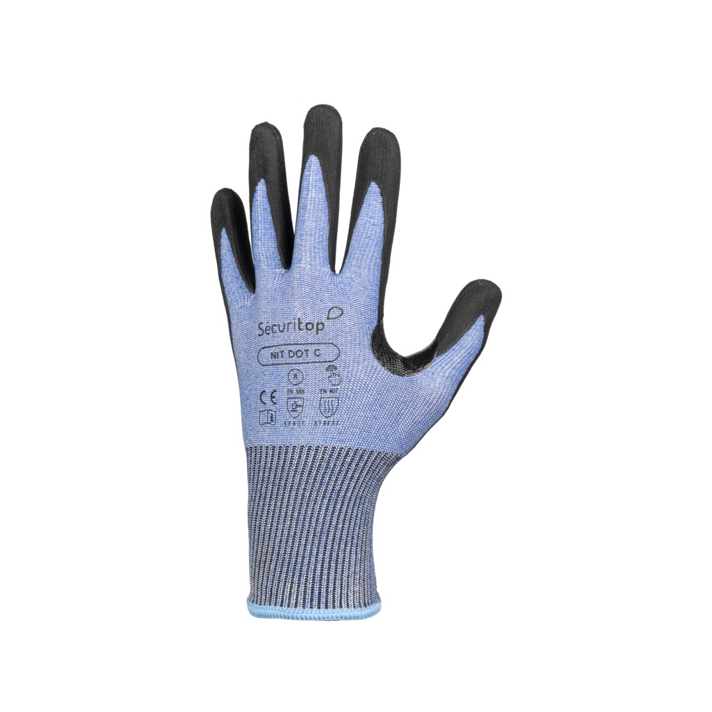 Gant Nit Dot C - France Sécurité - enduction paume picots micro mousse de nitrile - bleu - taille au choix