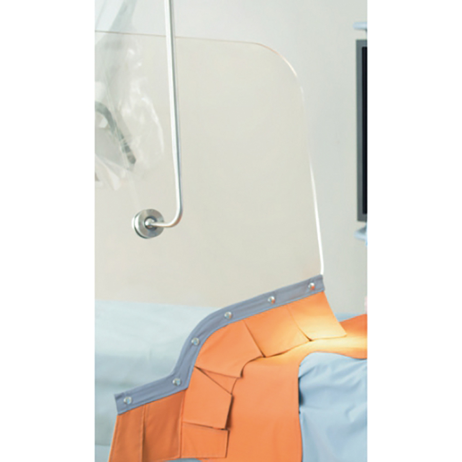 Double bras compensé avec glace panoramique - eq pb 0,50 mm - 78 x 90 cm - fémoral ou radial et franges plombées