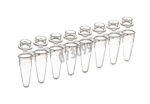 Barrette de 8 tubes 0,1ml naturel PP avec bouchon individuel plat pour qPCR x 120 x 120