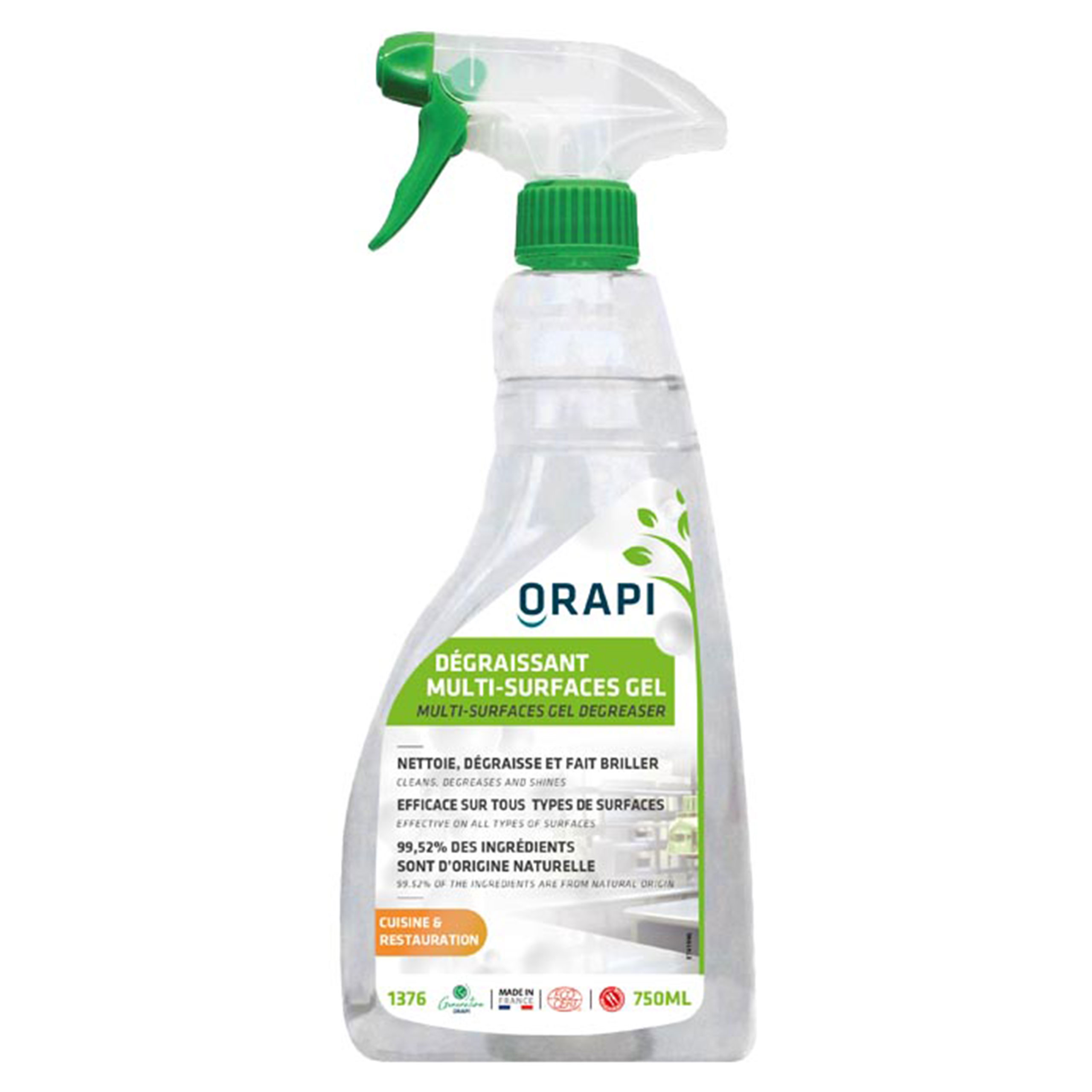 Gel dégraissant multi-surfaces - Ecocert - 6 x 750 ml - ORAPI