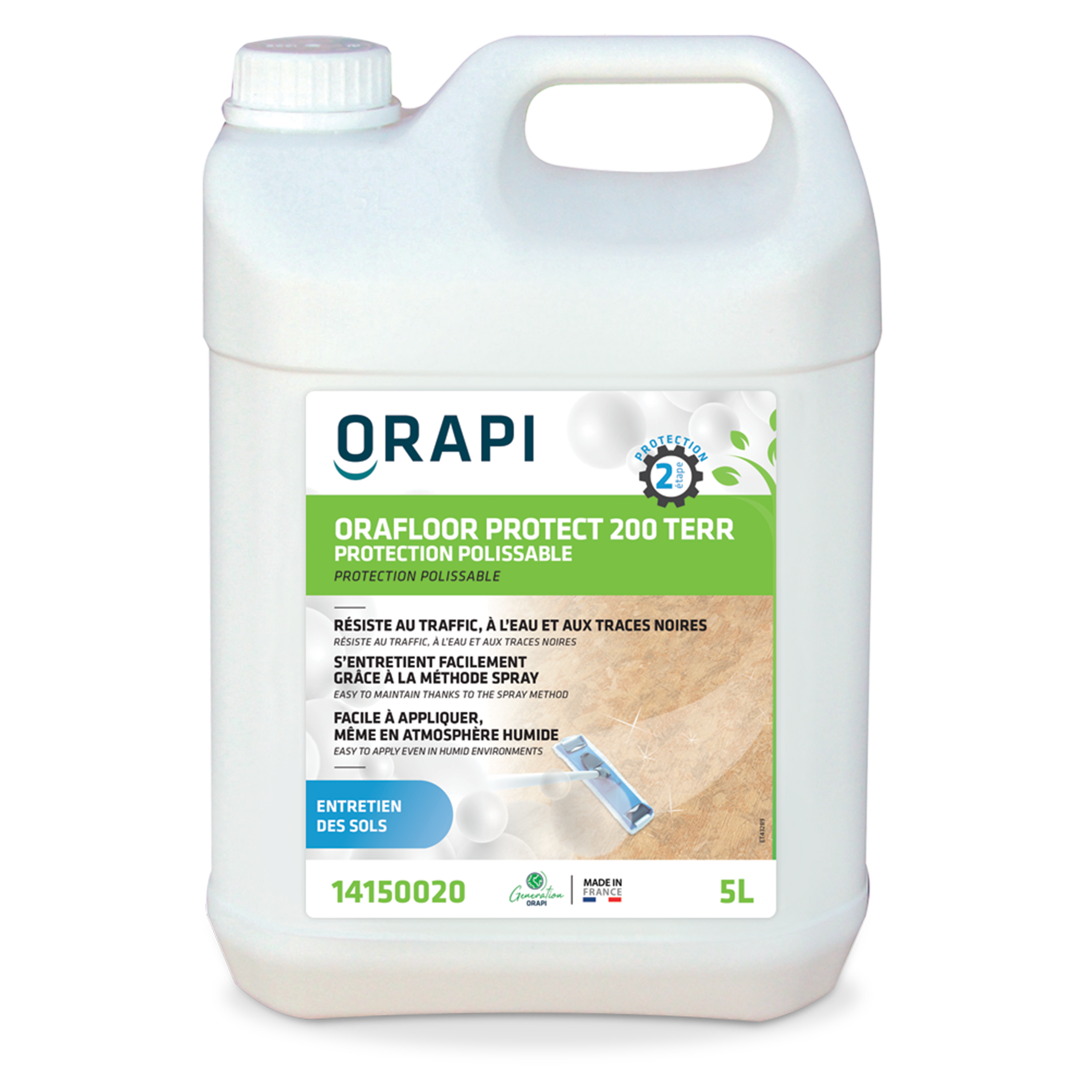Protection sol autolustrante Orafloor Protect 200 Terr - Carton 2 x 5 l - ORAPI