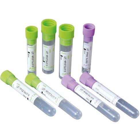 Tube de prélèvement avec EDTA K2, 2,5ml, Ø13x75 mm, fond rond, capuchon lila x 1000