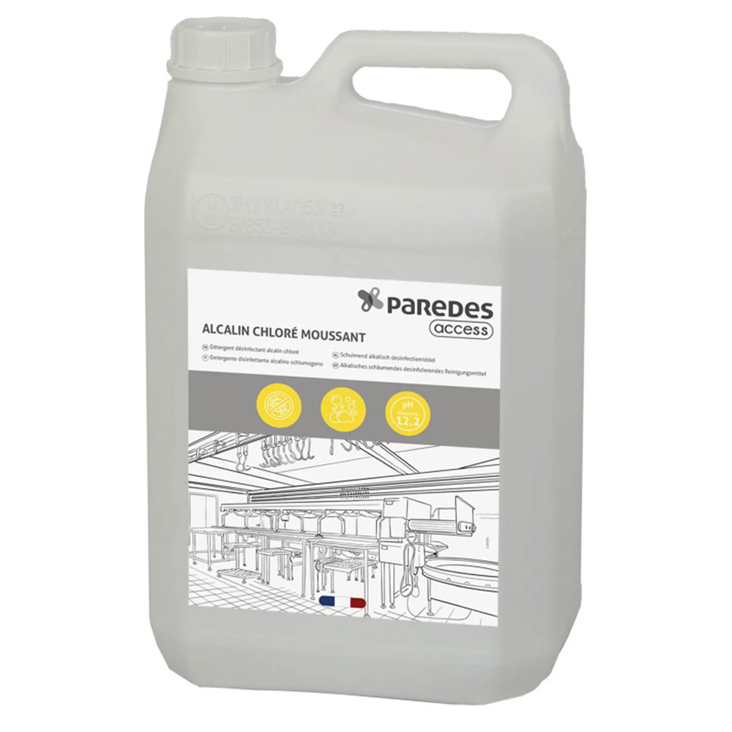 Détergent Désinfectant alcalin chlore moussant - 4 x 5 l - PAREDES