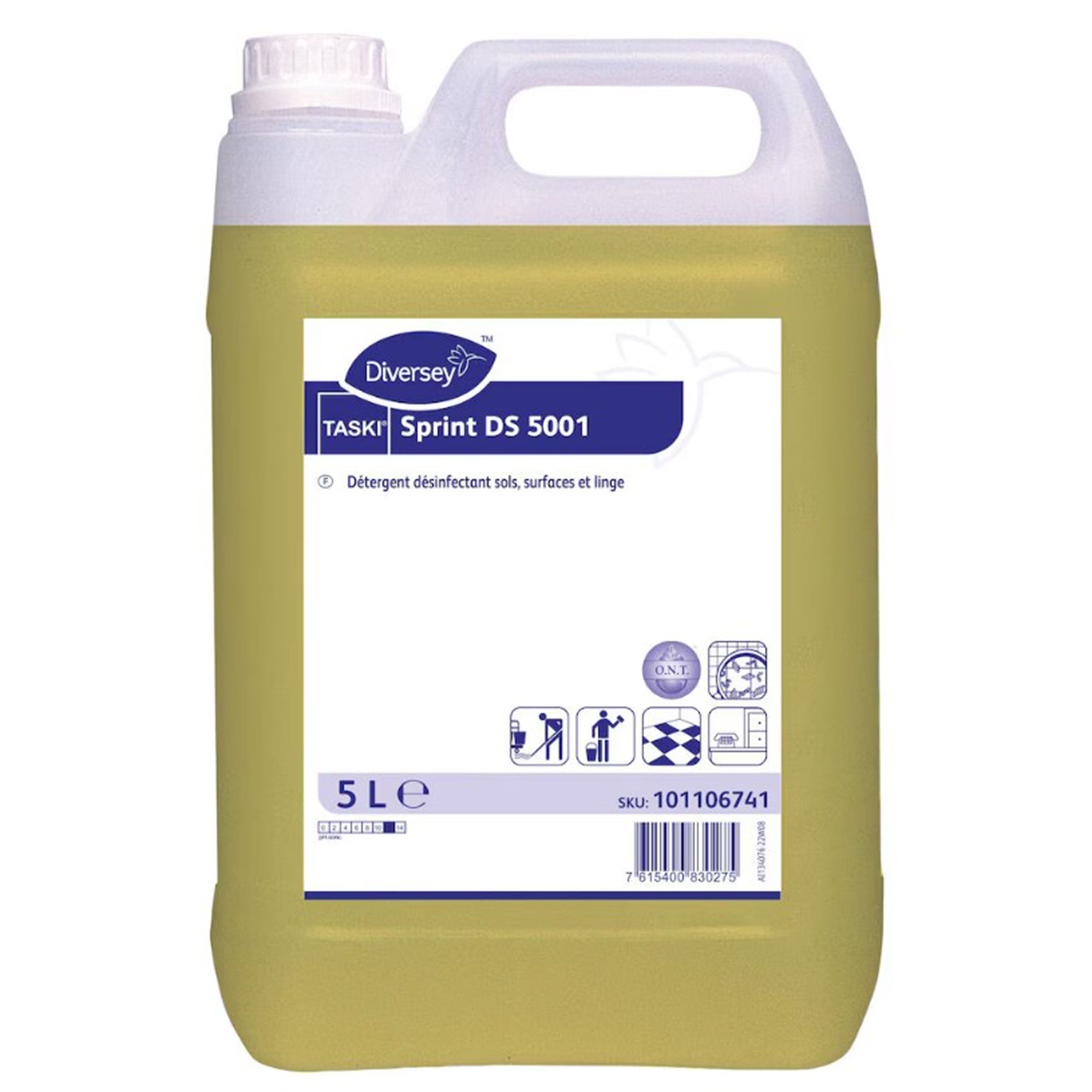 Detergent desinfectant sols surfaces textiles taski sprint ds 5001 - Carton 2 x 5 l - DIVERSEY