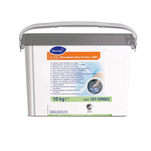 Lessive poudre tout type de linge et microfibres Clax Microwash Forte Pur Eco 3B1 - Seau de 10 kg - DIVERSEY