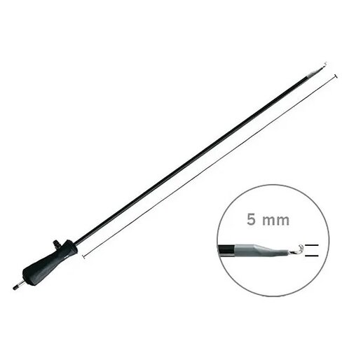 Crochet monopolaire pour coelioscopie - en forme de J renforcé - l. 360 mm - réutilisable - avec aspiration et