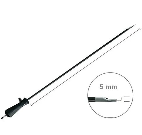 Crochet monopolaire pour coelioscopie - en forme de L fin - l. 360 mm - réutilisable - avec aspiration et bouchon