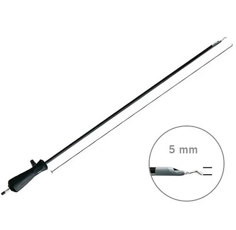 Crochet monopolaire pour coelioscopie - spatule - l. 360 mm réutilisable - avec aspiration et bouchon d'étanchéité