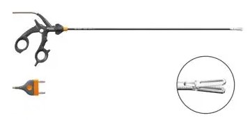 Pince bipolaire coelioscopique ERGOeco - Ø 5 x 460 mm - fenêtrée - deux broches 28,58 mm - câble 4,5 m - générateur