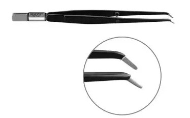 Pince bipolaire coudée - l. 160 mm - pointe mousse 6 x 1 mm