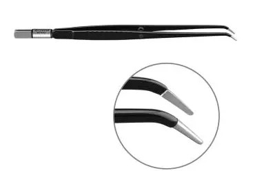 Pince bipolaire coudée - l. 195 mm - pointe mousse 8 x 1 mm