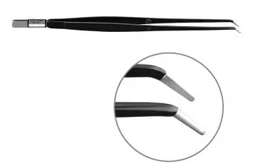 Pince bipolaire coudée - l. 220 mm - pointe mousse 8 x 1 mm