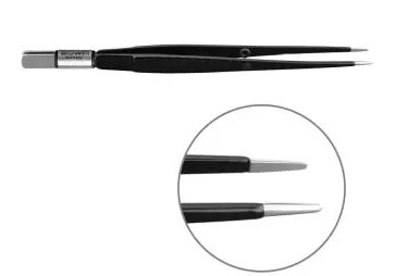 Pince bipolaire droite - l. 160 mm - pointe mousse 8 x 1 mm