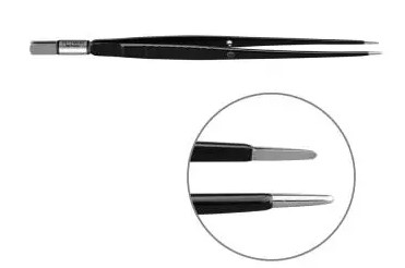 Pince bipolaire droite - l. 195 mm - pointe mousse 8 x 1 mm