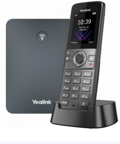Téléphone DECT SIP Yealink W73P avec base W70B reconditionné inclus chargeur, batterie, clip, socle charge
