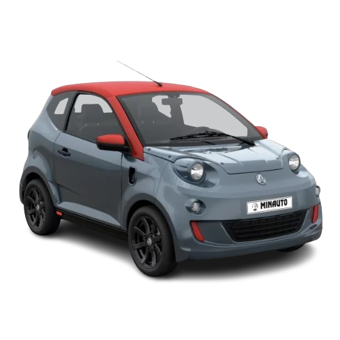 Véhicule électrique AIXAM - e-Minauto Chic - Homologation L6e - 5,54 kWh - 75 km - Gris Titane - Toit rouge nacré -