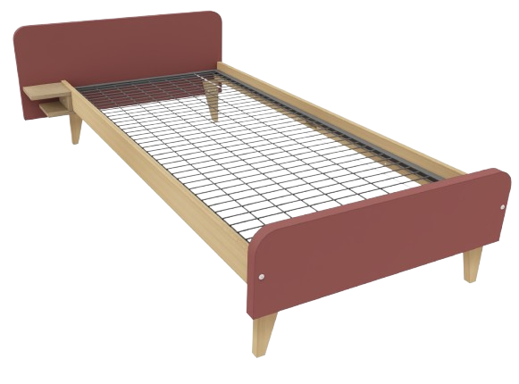 Lit avec chevet intégré - Lagune - 90 x 200 cm - sommier métallique - adapté PMR