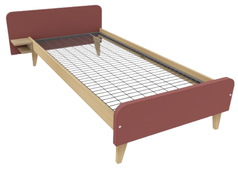 Lit avec chevet intégré - Lagune - 90 x 200 cm - sommier métallique - adapté PMR