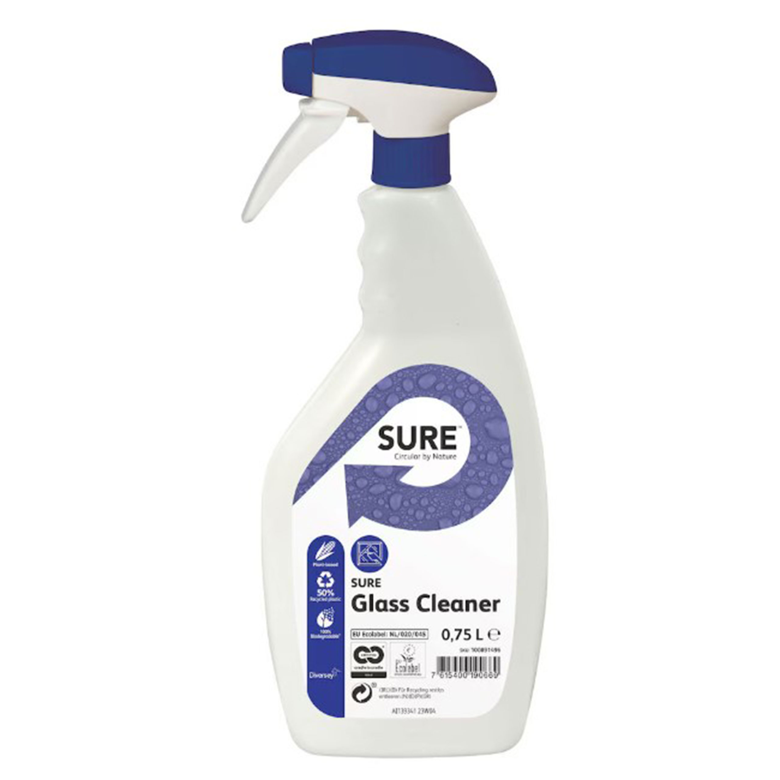 Nettoyant vitres prêt à l'emploi Sure Glass Cleaner - Ecolabel - Diversey - Carton 6 x 750 ml
