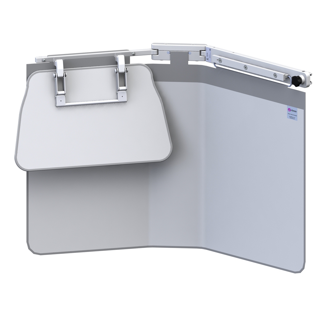 Bavolet double articulation la114cm +protection hte rabattable la 57c avec rail latéral 350mm 25x10mm