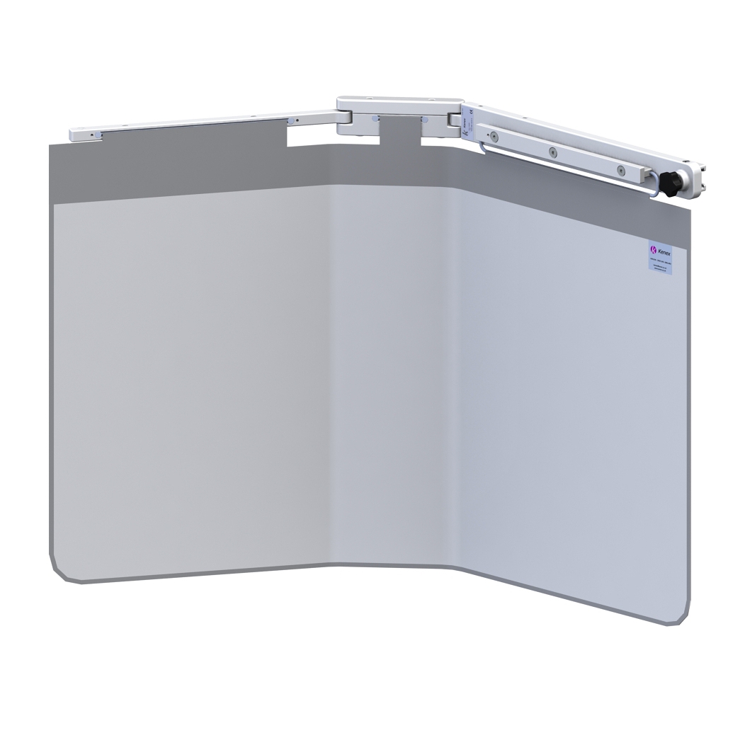 Bavolet double articulation - eq pb 0,50 mm - l. 114 cm - rail latéral 350 x 25 x 10 mm