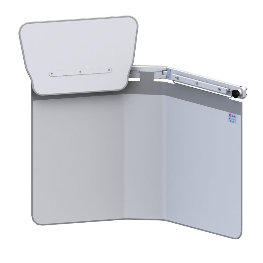 Bavolet double articulation - eq pb 0,50 mm - l. 114 cm - protection haute amovible l. 57 cm - rail 10 mm