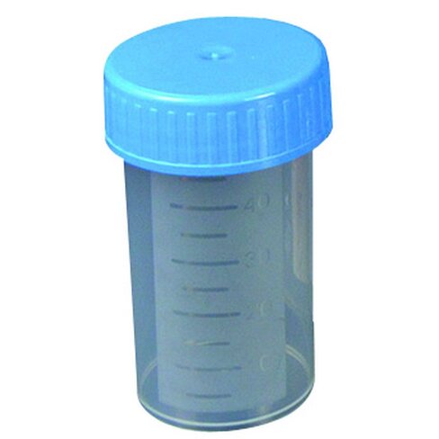 Flacon 60 ml stérile en polypropylène, bouchon rouge, en vrac x 600