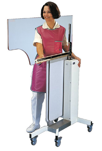 Paravent mobile anatomique écran Eq pb 0,5 mm h. de 138 à 168 cm pour cardiologie interventionnelle