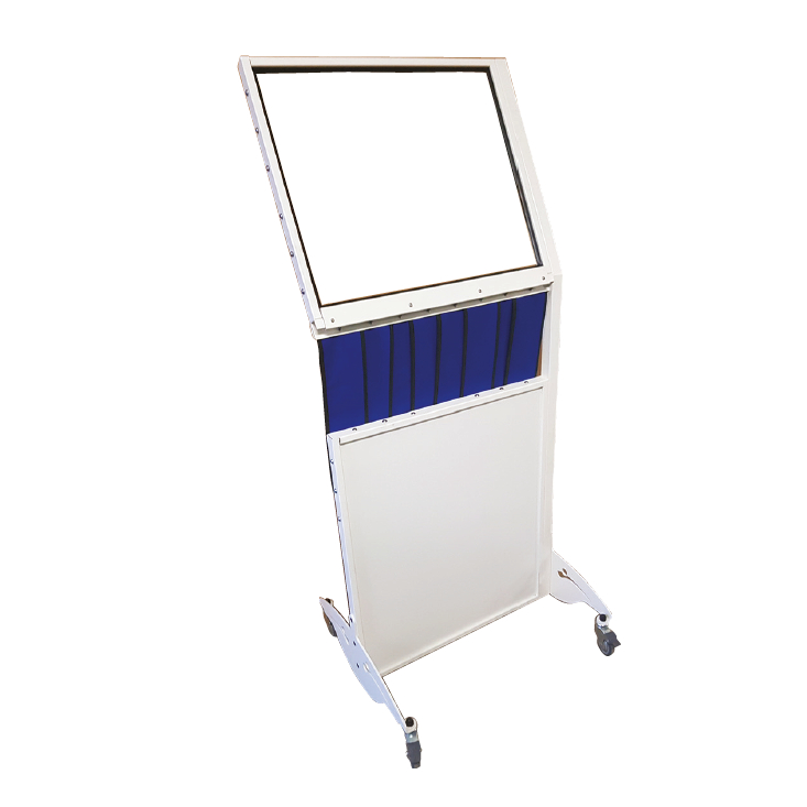 Paravent interventionnel eq pb 2 mm avec passage mains à gauche - eq pb 0,5 mm - vitre inclinée à 155 - glace