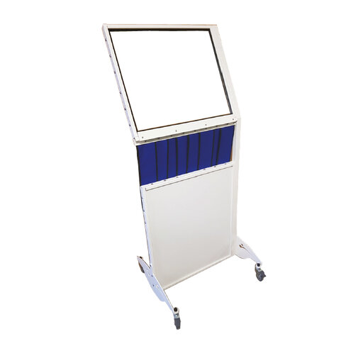 Paravent interventionnel eq pb 2 mm avec passage mains à gauche - eq pb 0,5 mm - vitre inclinée à 155 - glace