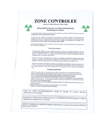 Réglement zone controlée radiodiagnostique format A4 plastifié