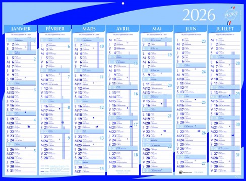 Calendrier semestriel Lyreco - 40,5 x 55 cm Lot de 15 calendriers