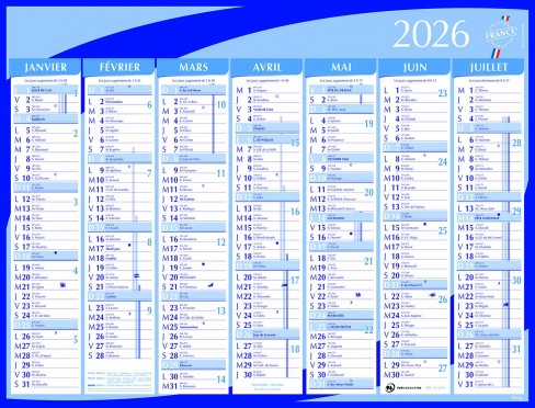 Calendrier semestriel Lyreco - 33 x 42 cm Lot de 15 calendriers