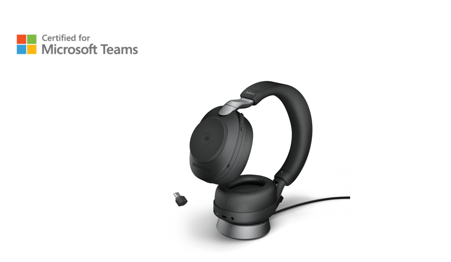Casque sans-fil pour softphone Jabra Evolve2 85 USB-C stéréo MS avec base de charge + dongle Link 390c