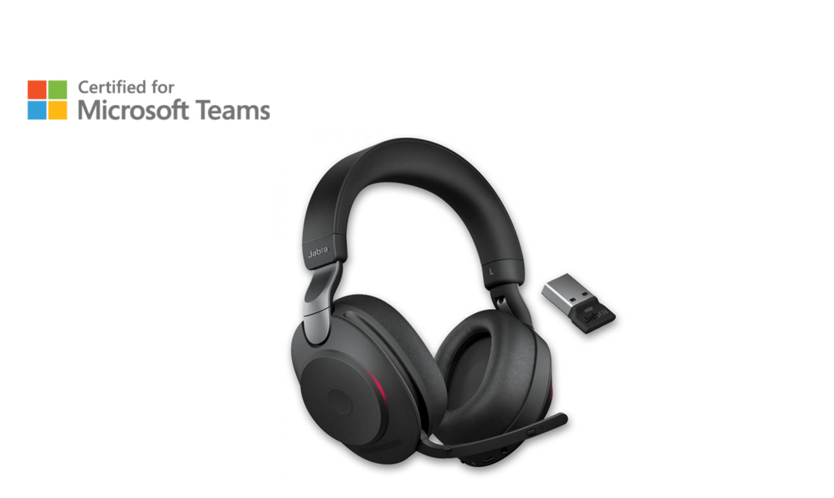 Casque sans-fil pour softphone Jabra Evolve2 85 USB-A stéréo MS sans base de charge + dongle Link 390a