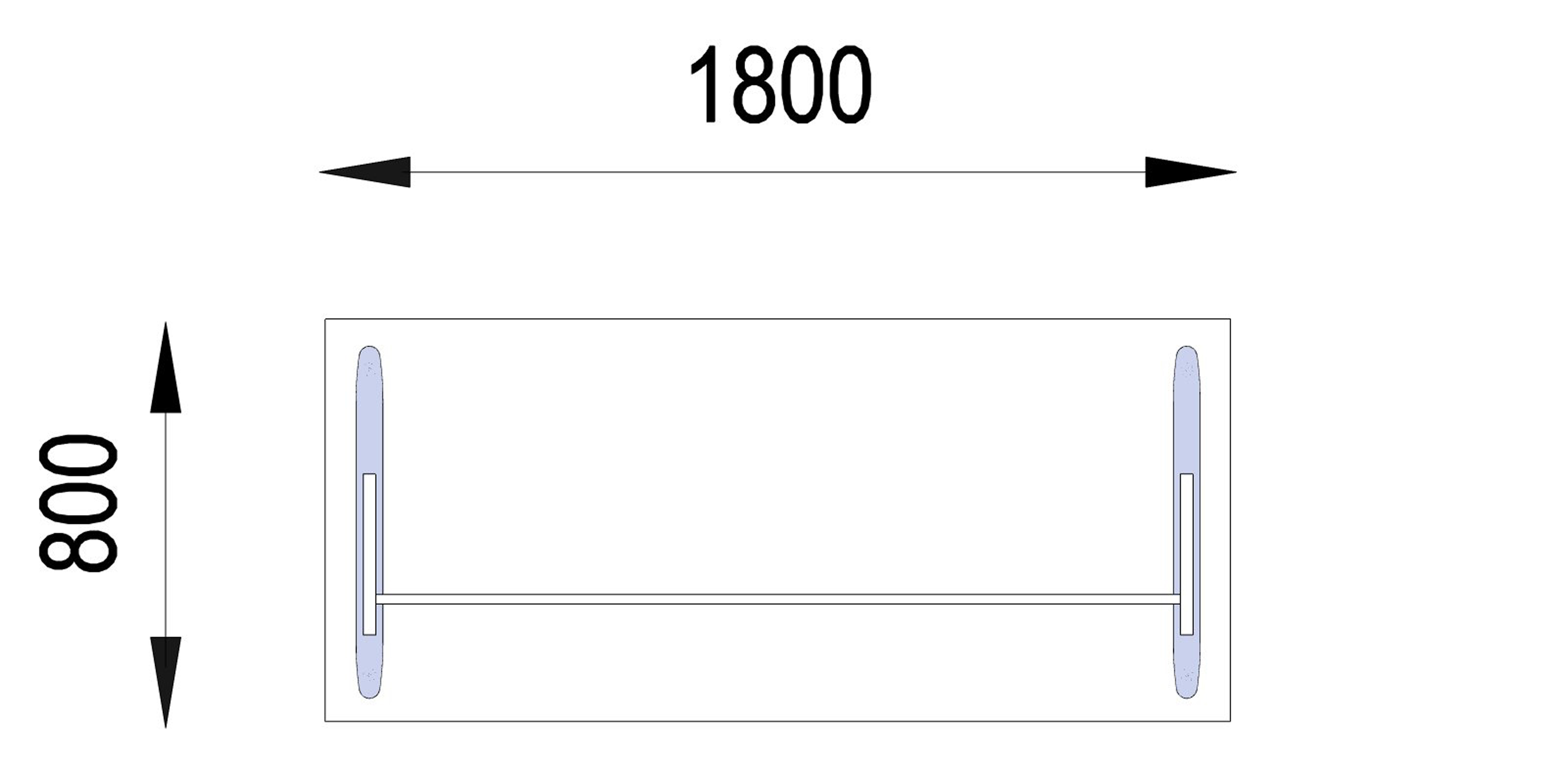 Bureau droit Majesty - l. 180 x pr. 80 cm piétement dégagement latéral