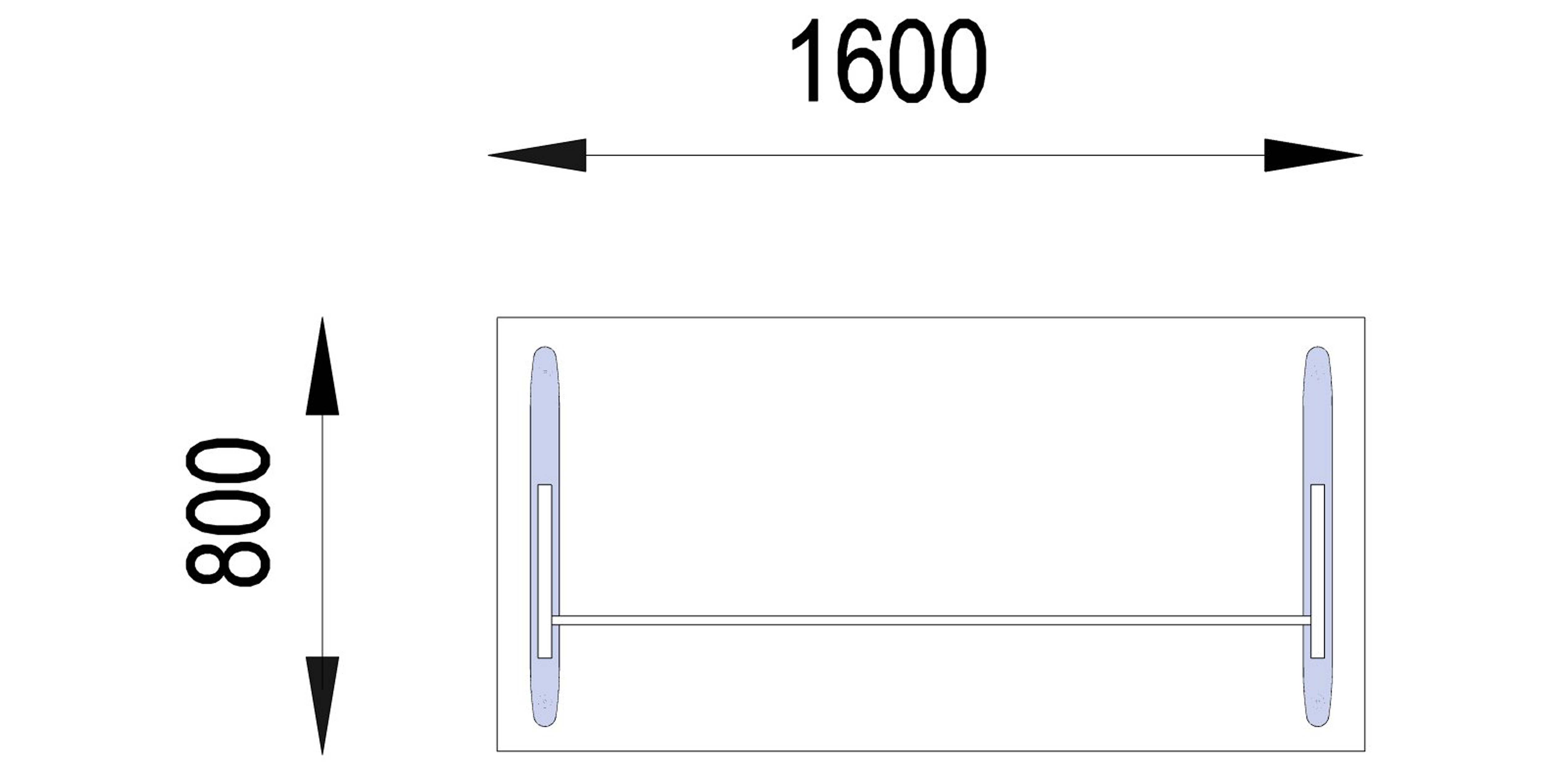 Bureau droit Majesty - l. 160 x pr. 80 cm piétement dégagement latéral