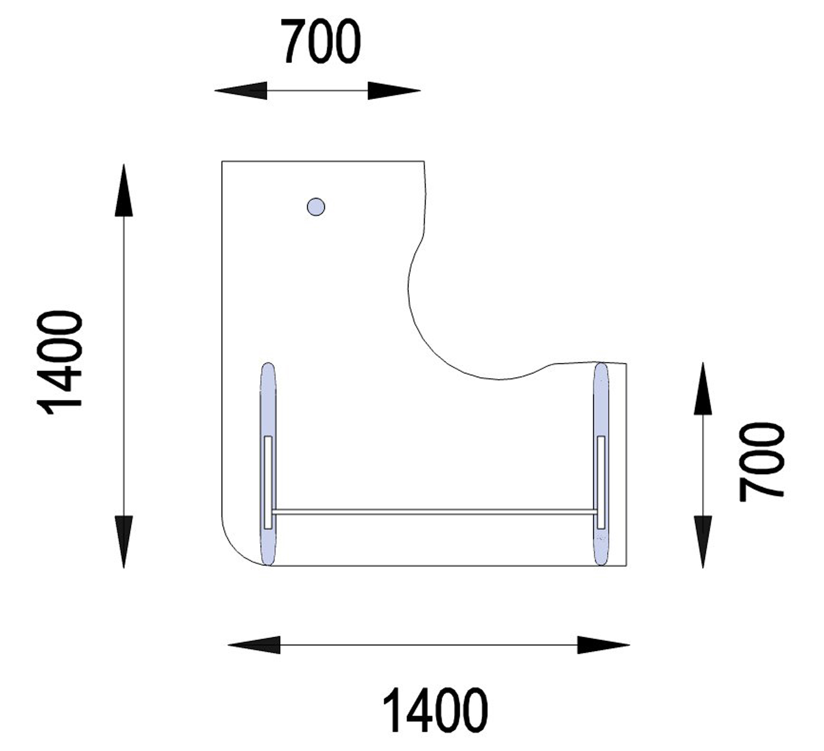 Bureau compact 90° symétrique Majesty - l. 140 x pr. 70 cm - piétement à dégagement latéral