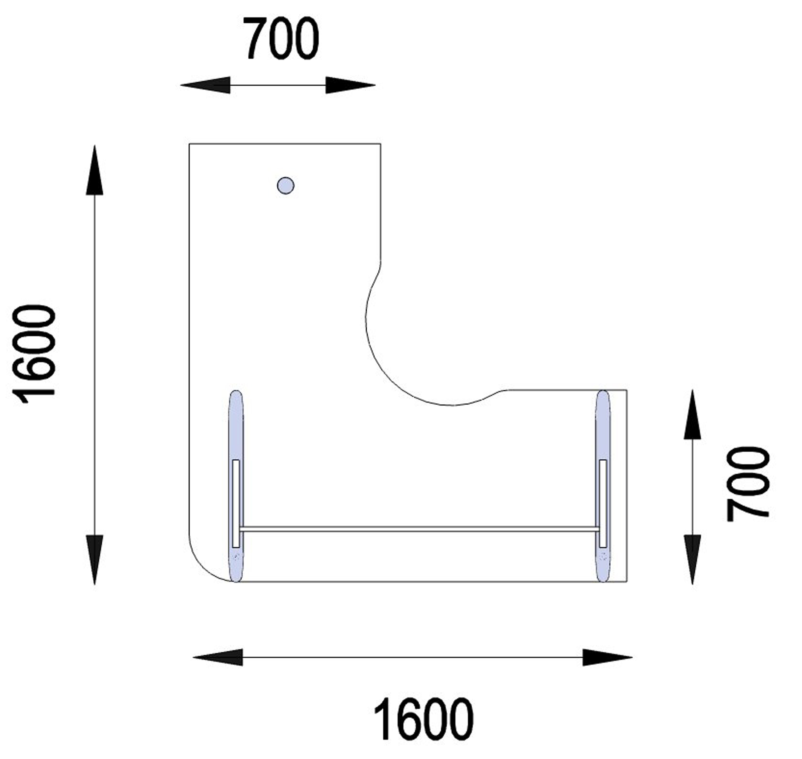 Bureau compact 90° symétrique Majesty - l. 160 x pr. 70 cm - piétement à dégagement latéral
