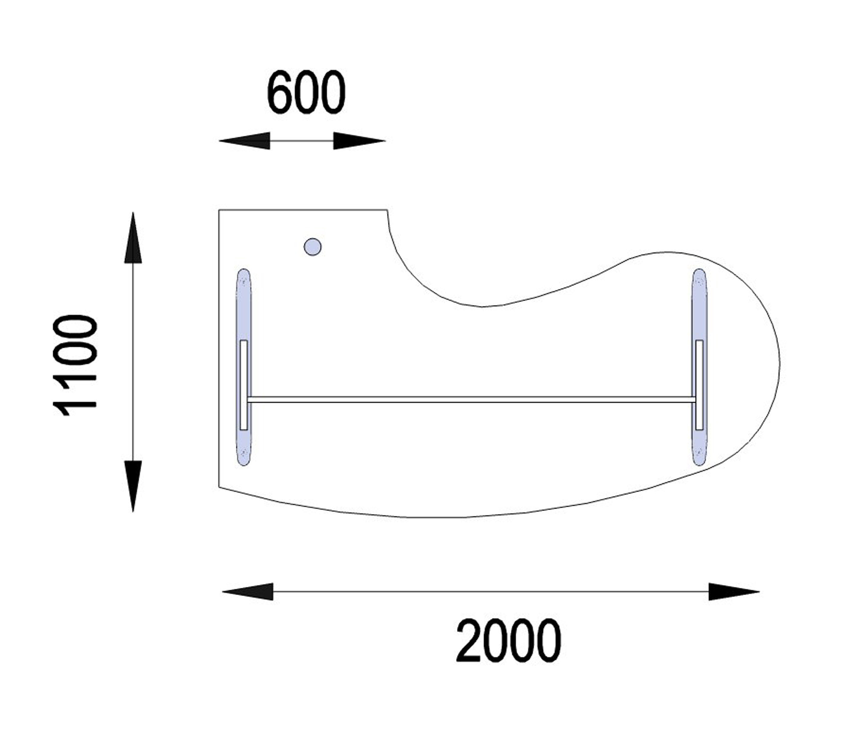 Bureau ergonomique compact 90° asymétrique Majesty - l. 200 x l. 110 x pr. 60 cm - piétement dégagement latéral
