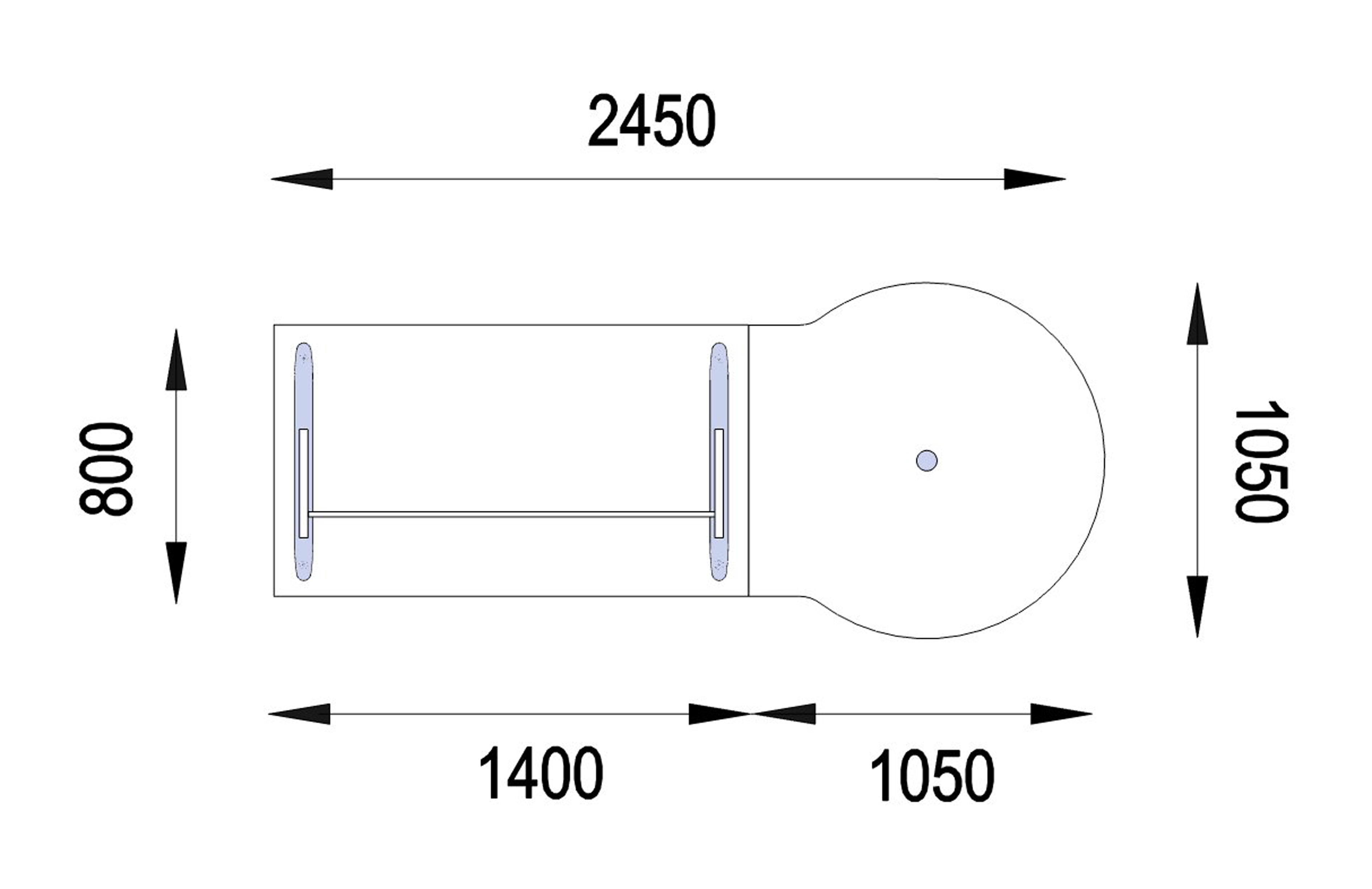 Bureau droit Majesty - l. 140 x pr. 80 cm - avec convivialité goutte d'eau - piétement dégagement latéral