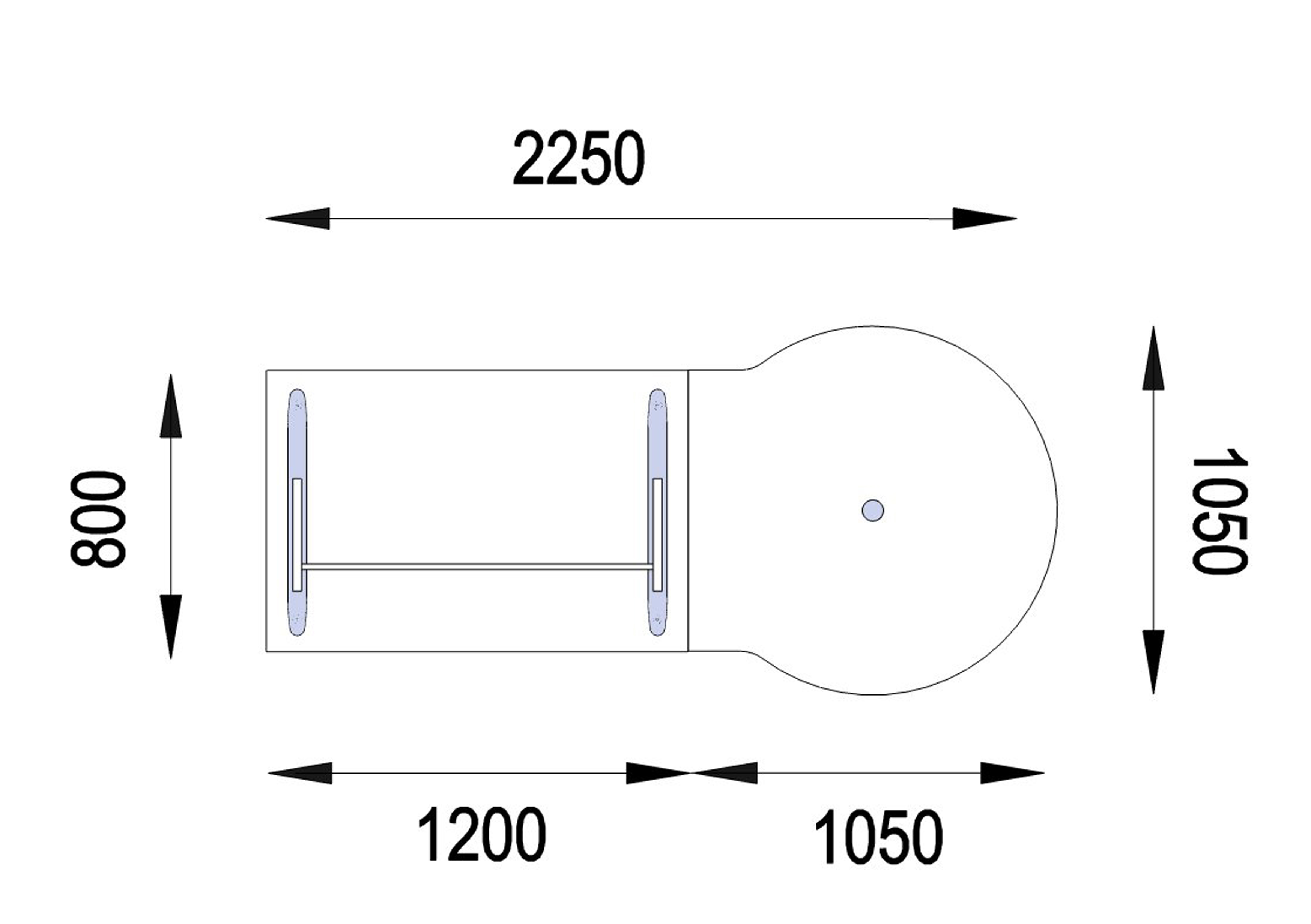 Bureau droit Majesty - l. 120 x pr. 80 cm - avec convivialité goutte d'eau - piétement dégagement latéral