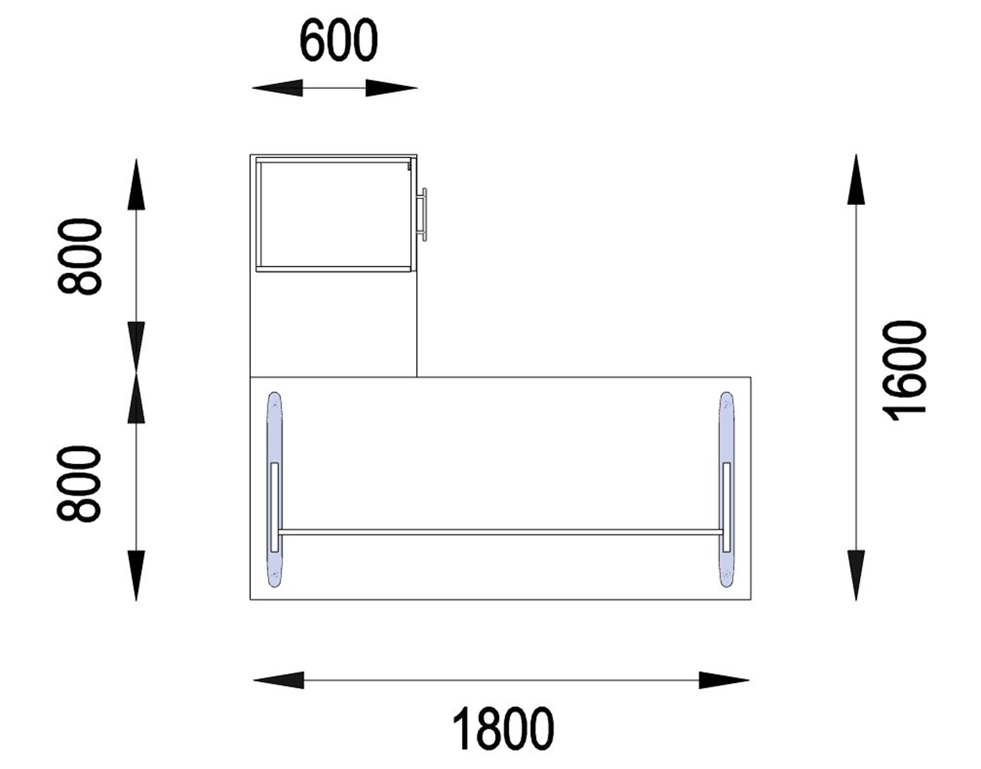 Bureau droit Majesty - l. 180 x pr. 80 cm + retour l. 80 x pr. 60 cm sur caisson - pieds panneaux