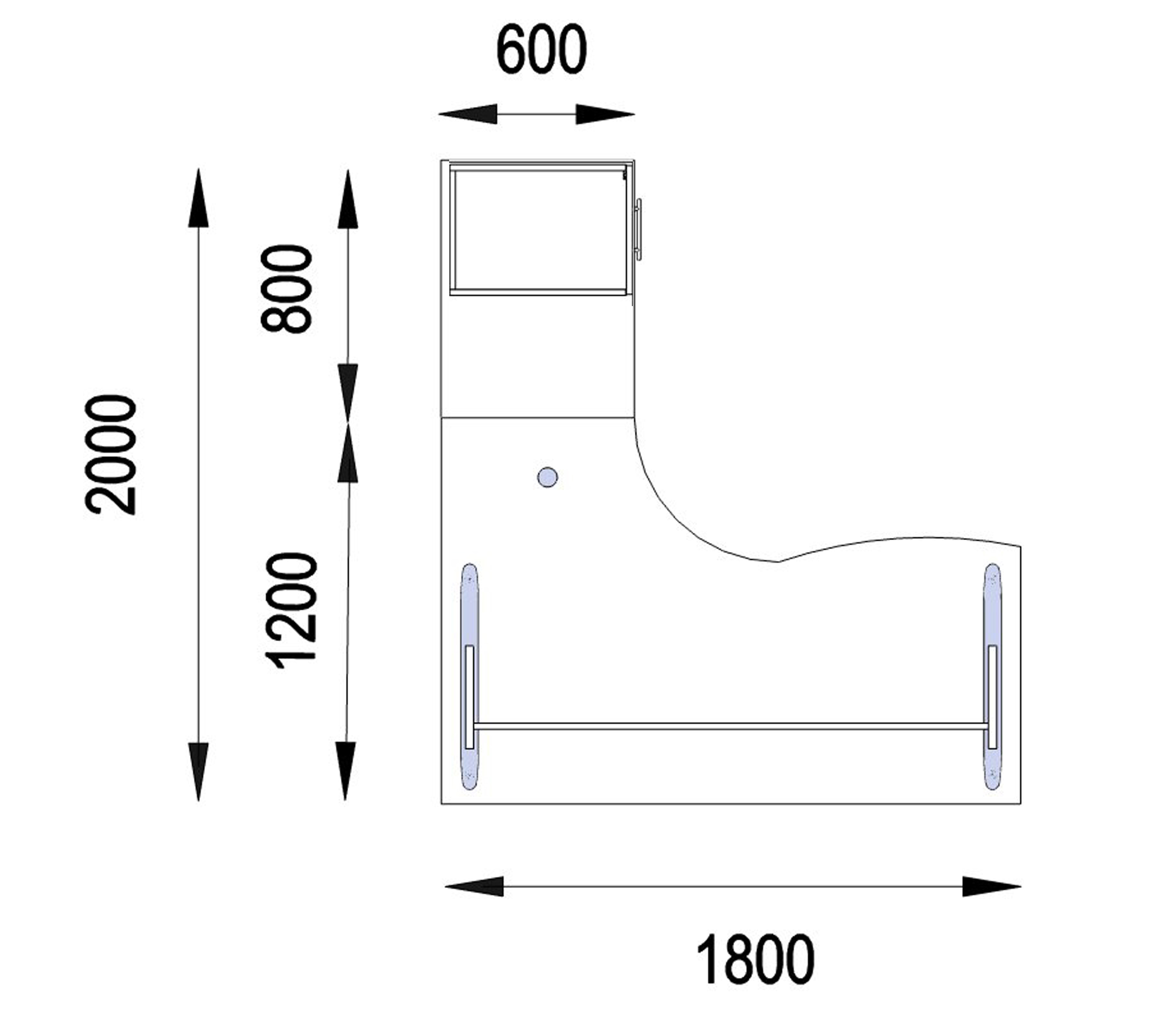 Bureau 90° asymétrique Majesty - l. 180 x l. 120 x pr. 80-60 cm + retour l. 80 x pr. 60 cm sur caisson