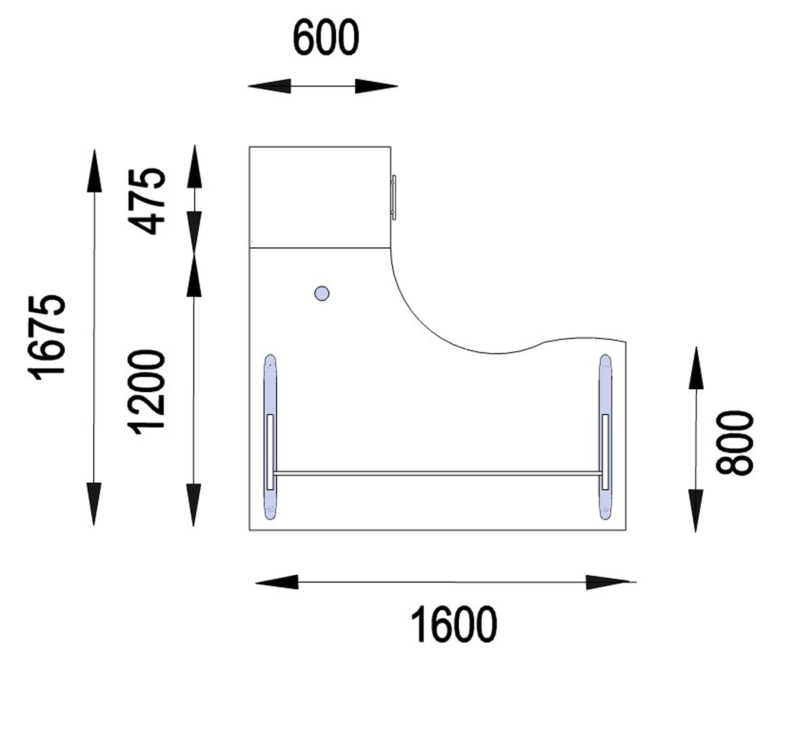 Bureau 90° asymétrique Majesty - l. 160 x l. 120 x pr. 80-60 cm + caisson h. bureau - 3 tiroirs - pieds panneaux