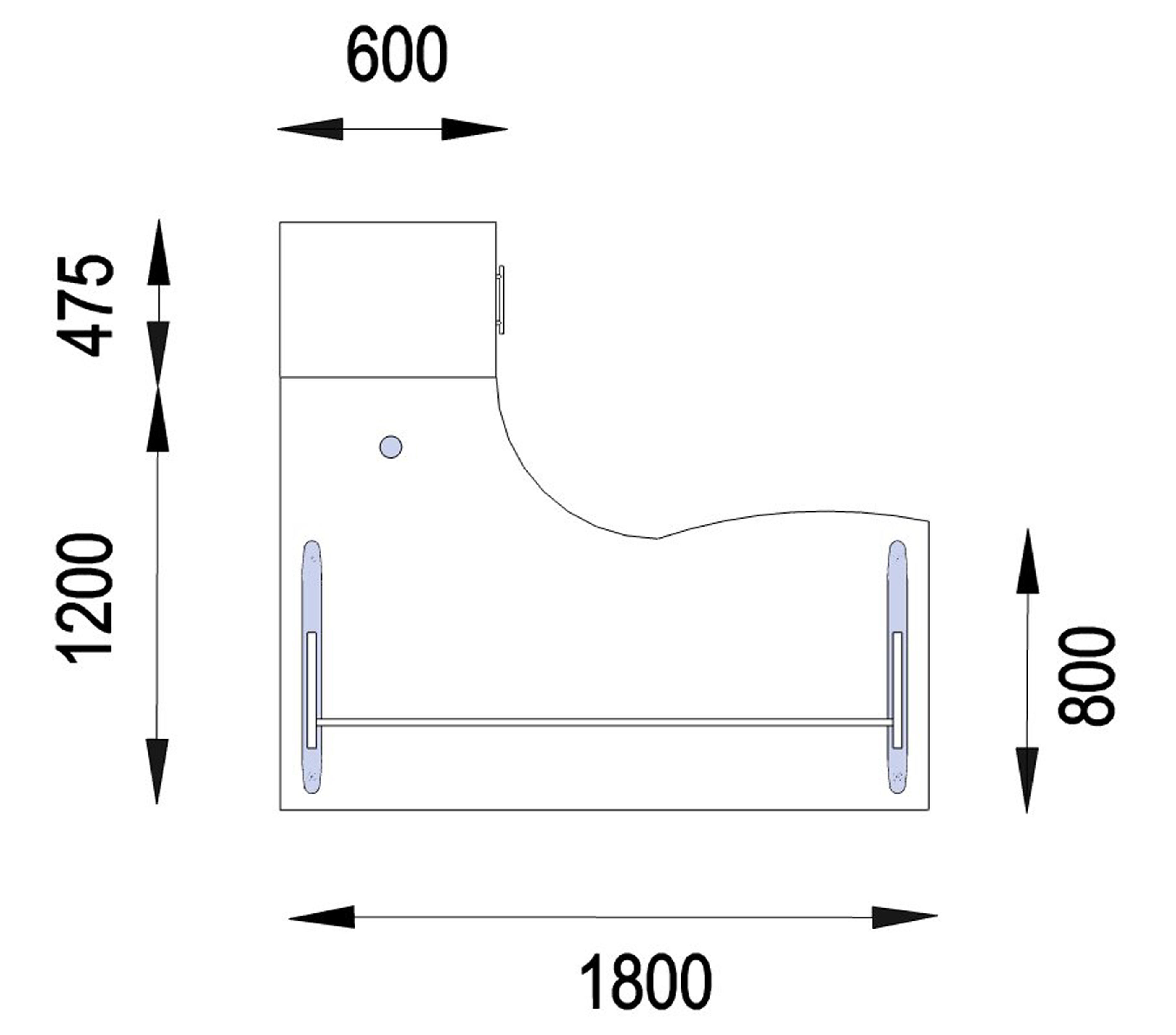 Bureau 90° asymétrique Majesty - l. 180 x l. 120 x pr. 80-60 cm + caisson h. bureau - 3 tiroirs - pieds panneaux