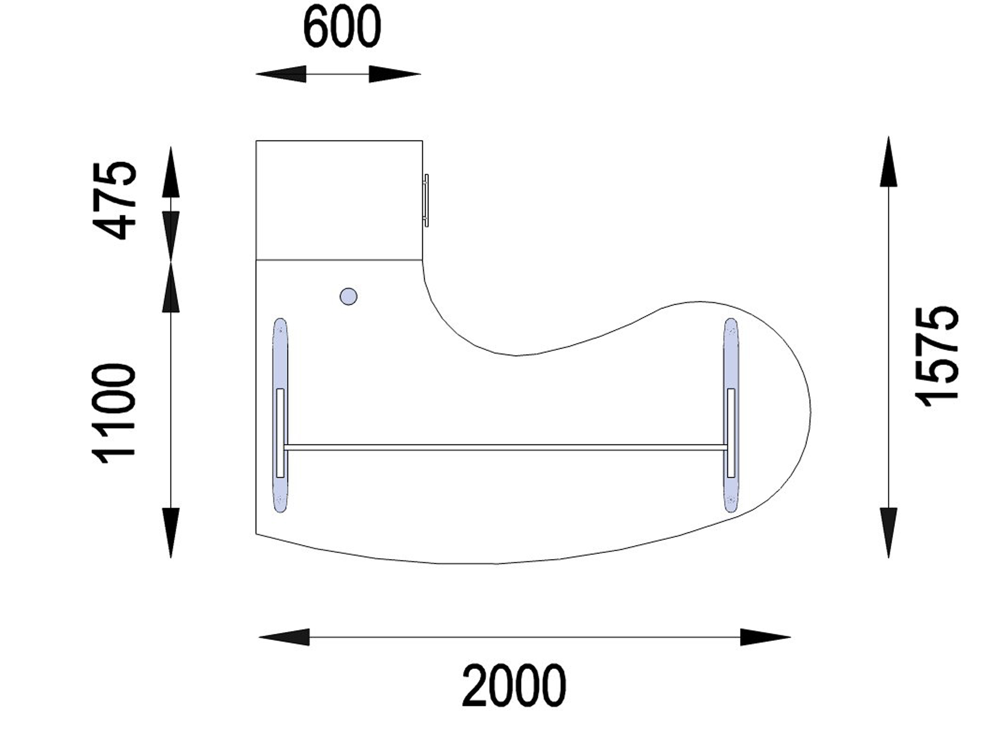 Bureau ergonomique 90° asymétrique Majesty - l.200 x l.110 x pr.60 cm + caisson h. bureau 4 tir. plats - pieds panneaux