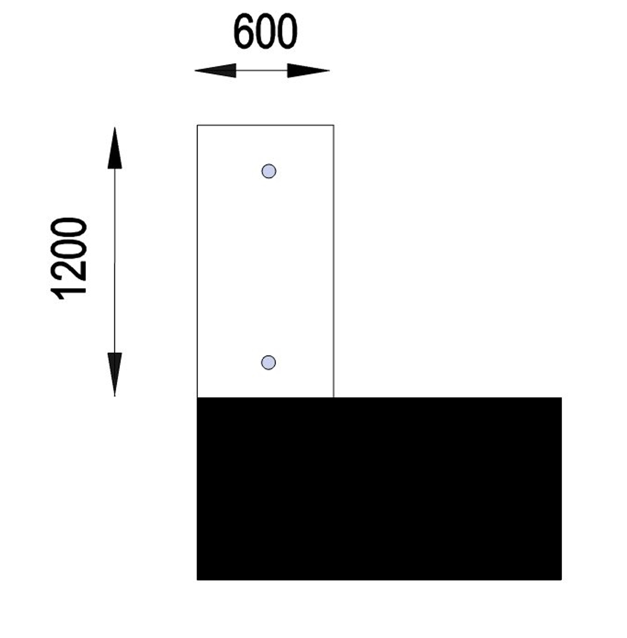 Retour pour bureau droit Majesty sur pied - l. 120 x pr. 60 cm