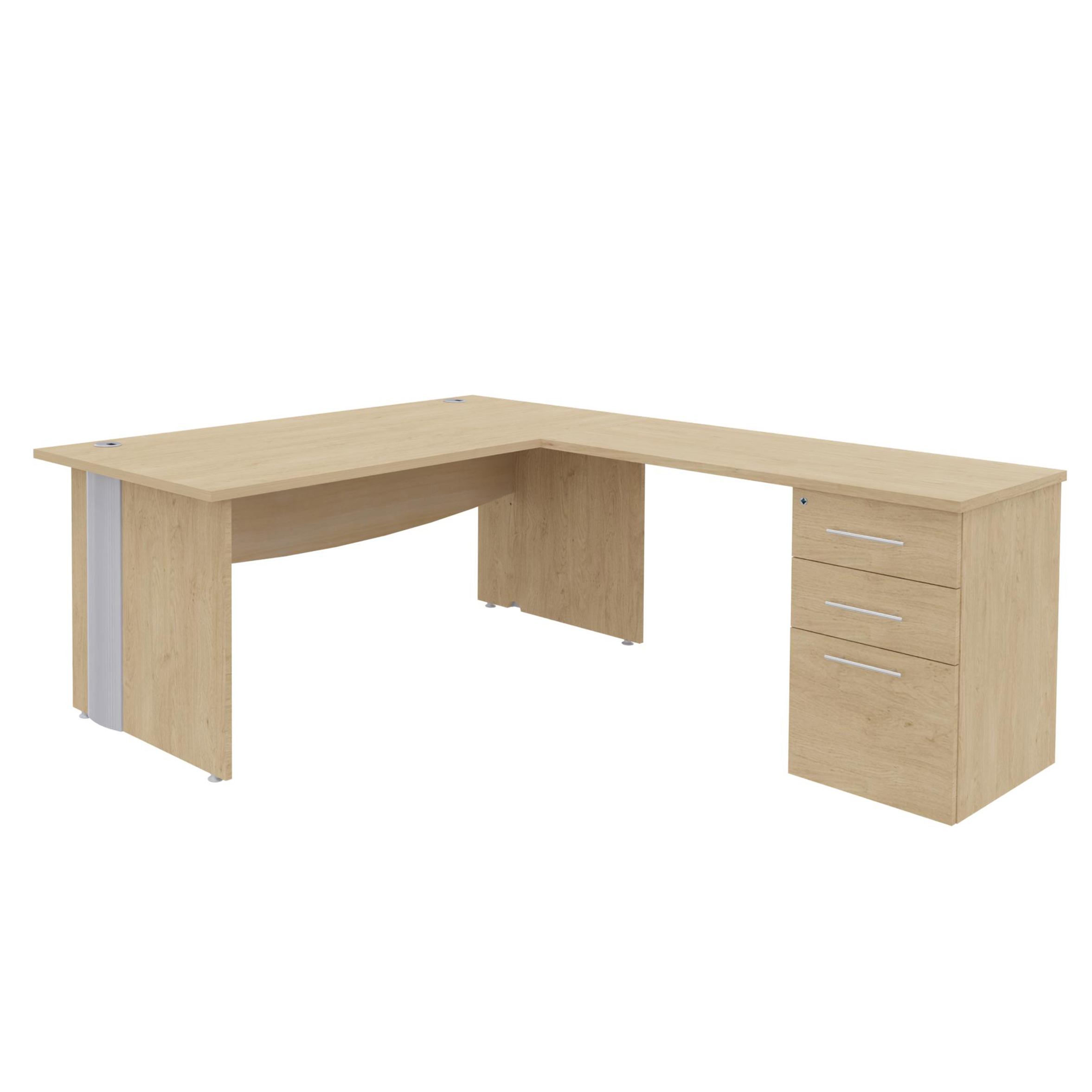 Retour pour bureau Majesty l. 120 x pr. 60 cm - sur caisson- 2 tiroirs plats + 1 tiroir dossiers suspendus